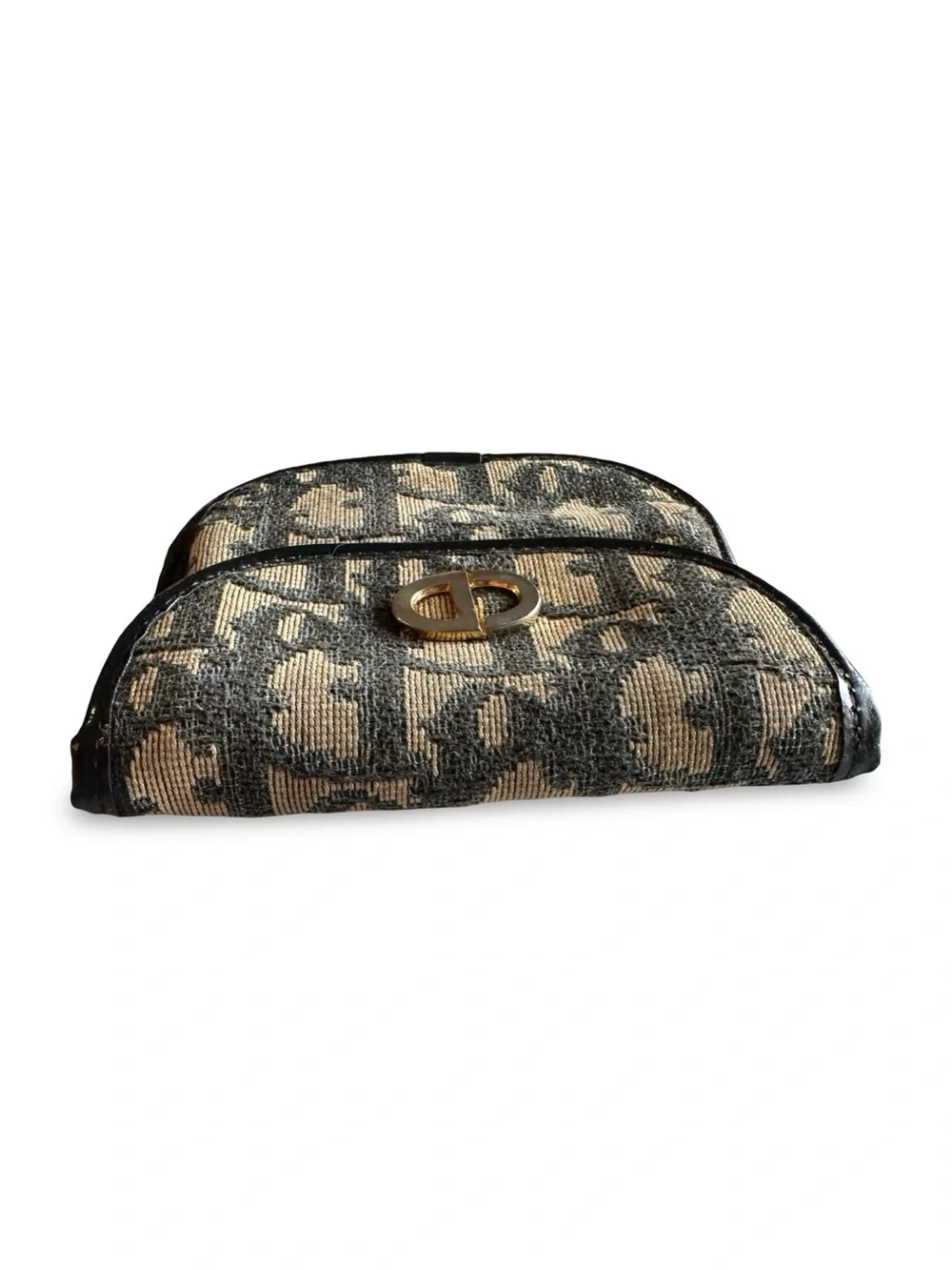 Dior Monogram Small Saddle Wallet in Beige and blue with Gold CD Clasp